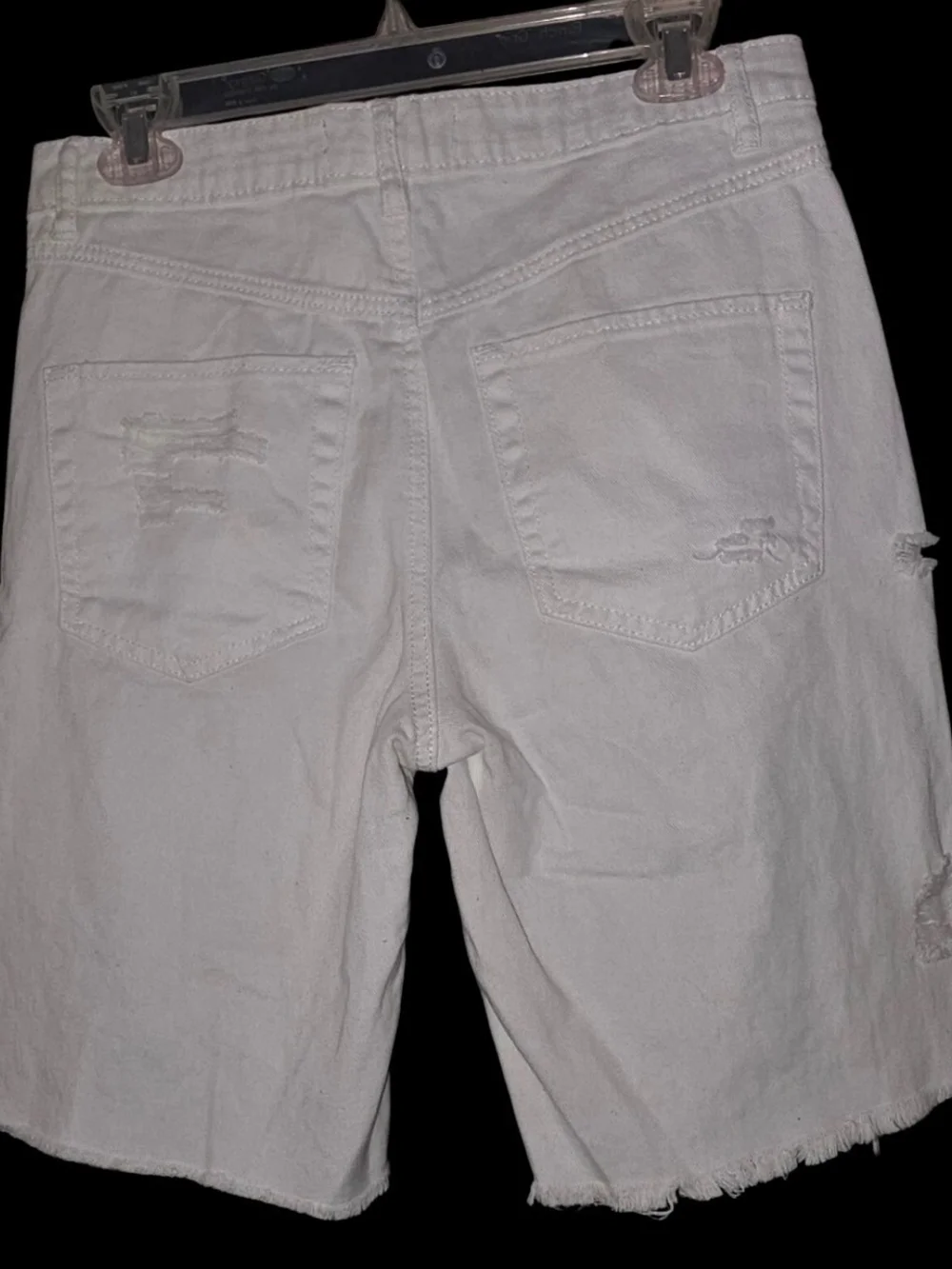 NWT Fashion Nova Distressed Denim Bermuda Shorts - White Size 5